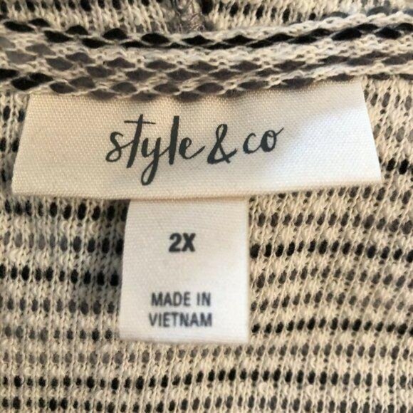 Style & Co Size 2X Ombre Black Cowl Neck Boho Remix Front Pocket Sweatshirt - Picture 3 of 5